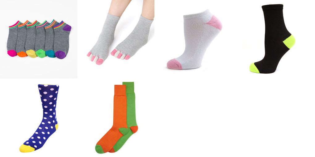 colored heel and toes socks